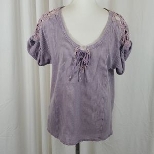 FREE PEOPLE Purple Sweater with crochet accents